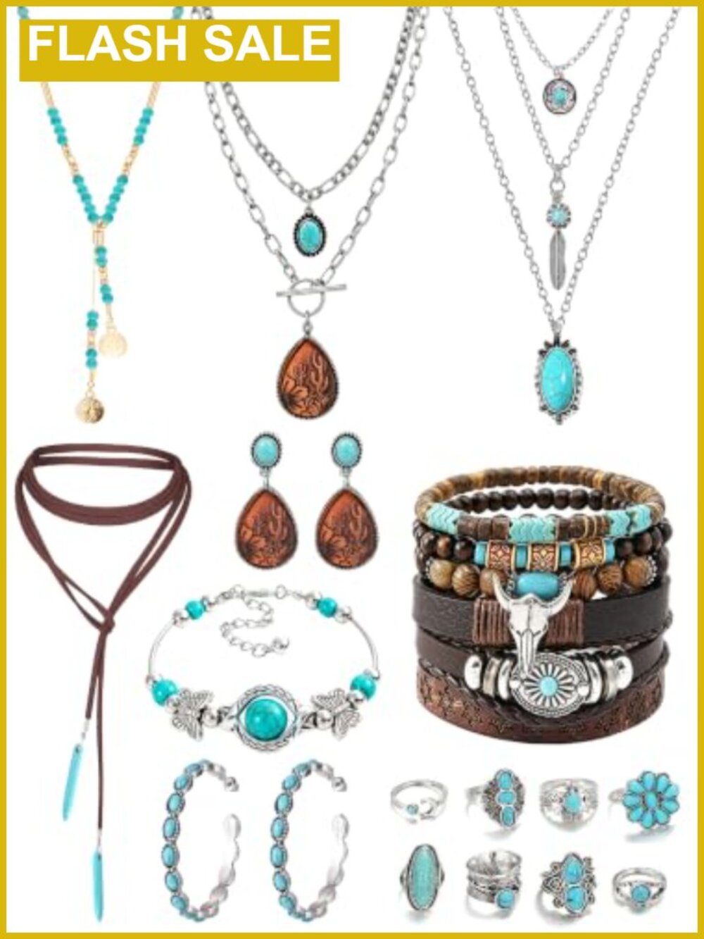 Boho Turquoise Jewelry Set Gift for Women